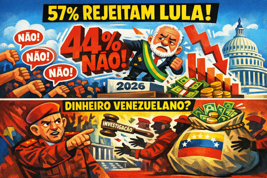 Gráfico mostrando índices de rejeição à reeleição de Lula nas pesquisas 2025-2026