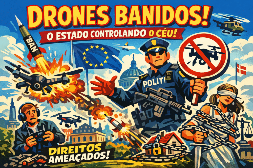 Drones civis proibidos na Dinamarca durante cúpula da UE levantam questões sobre direitos de propriedade