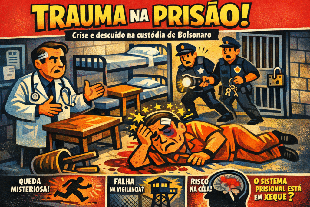 Ex-presidente Bolsonaro em prisão da Polícia Federal após traumatismo craniano