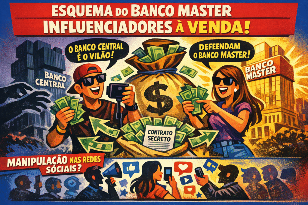 Esquema de influenciadores digitais para defender Banco Master contra decisão do Banco Central