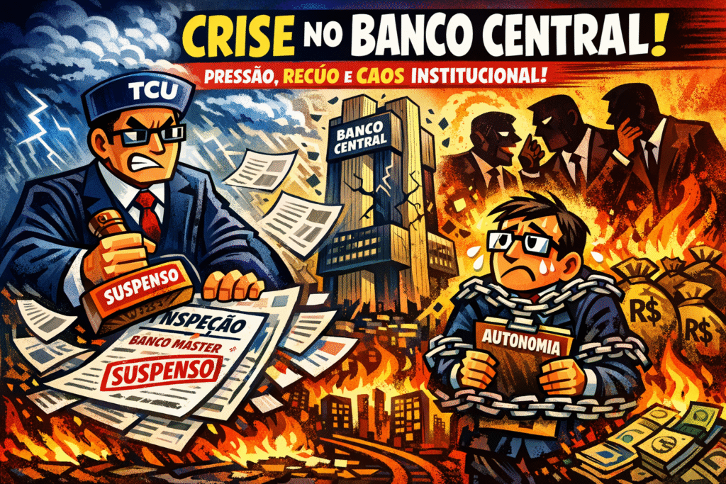 Sede do TCU em Brasília representando conflito institucional com Banco Central sobre caso Master