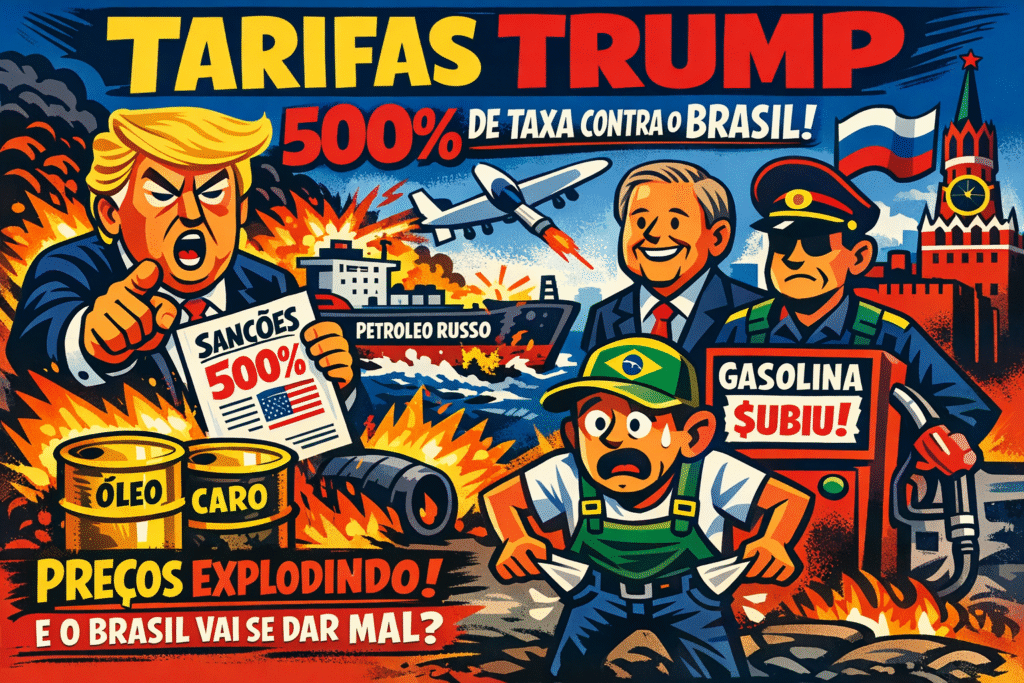 Imagem ilustrativa sobre política comercial internacional entre Estados Unidos e Brasil