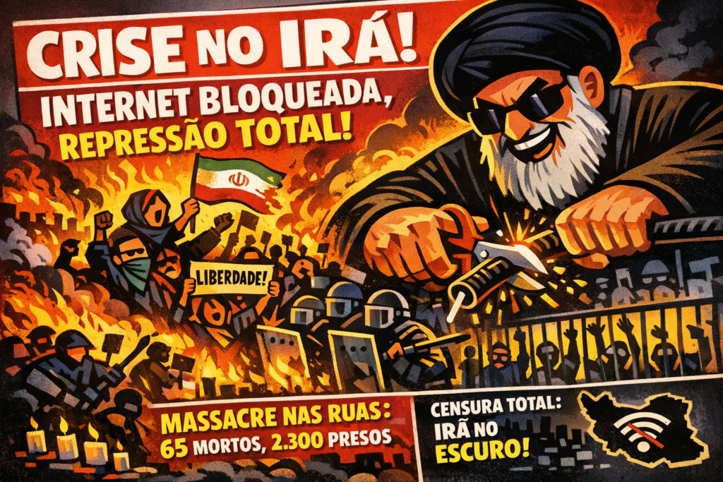 Manifestantes nas ruas do Irã durante protestos recentes contra o regime