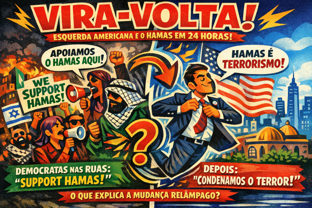 Manifestantes com bandeiras palestinas em protesto político em Nova York