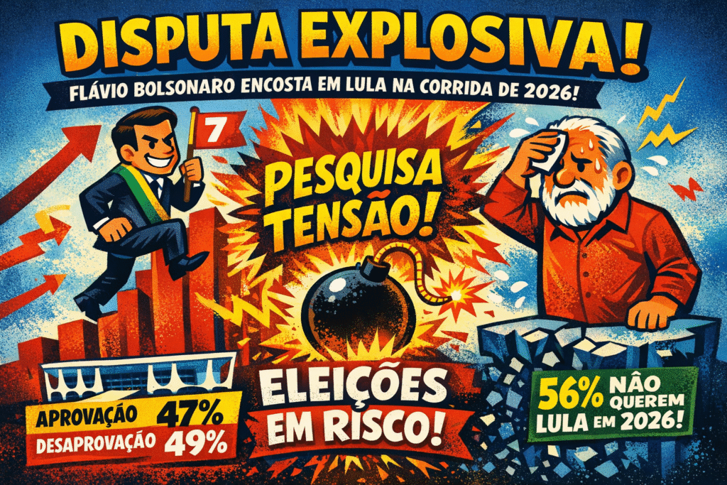 Gráfico mostra aproximação entre Flávio Bolsonaro e Lula na pesquisa Quaest janeiro 2026