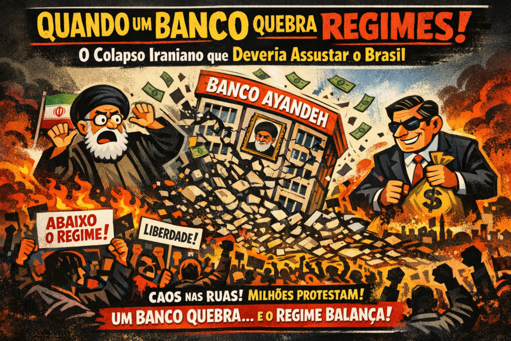 Protestos no Irã em 2026 após colapso do Ayandeh Bank causando crise econômica nacional