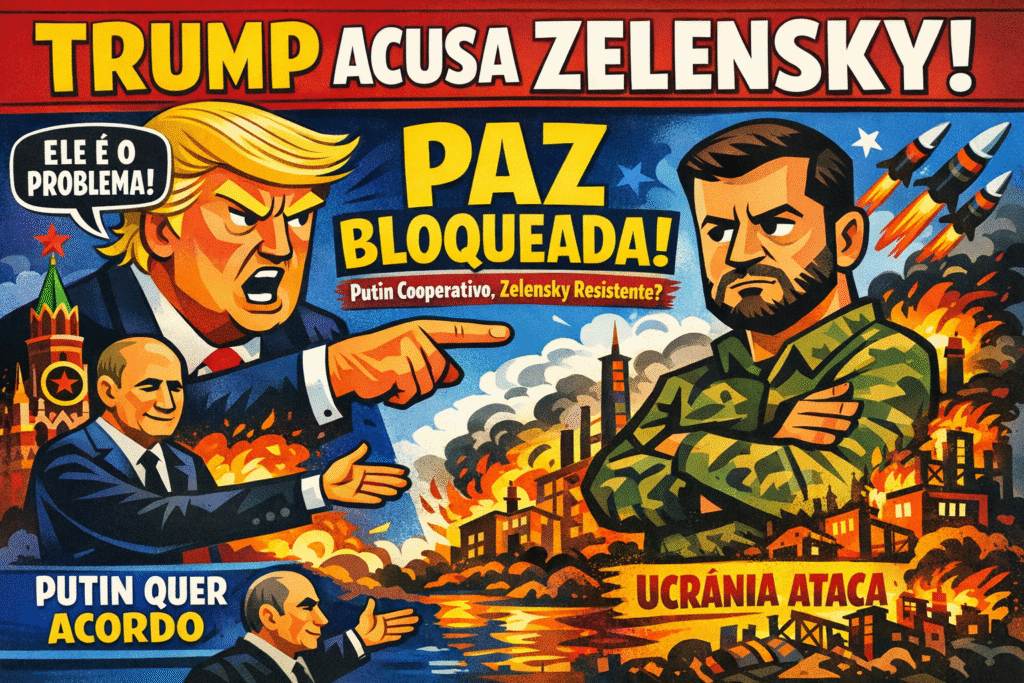 Trump e Zelensky em encontro diplomático discutindo negociações de paz na guerra Ucrânia-Rússia