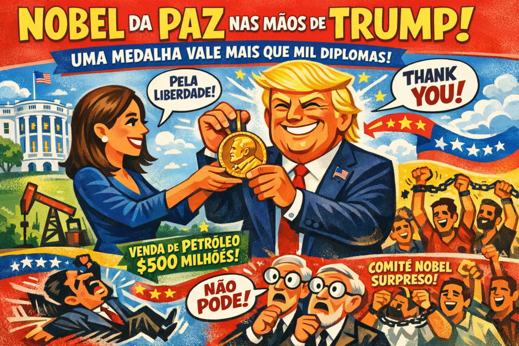 Maria Corina Machado com medalha do Nobel da Paz durante encontro histórico com Trump na Casa Branca