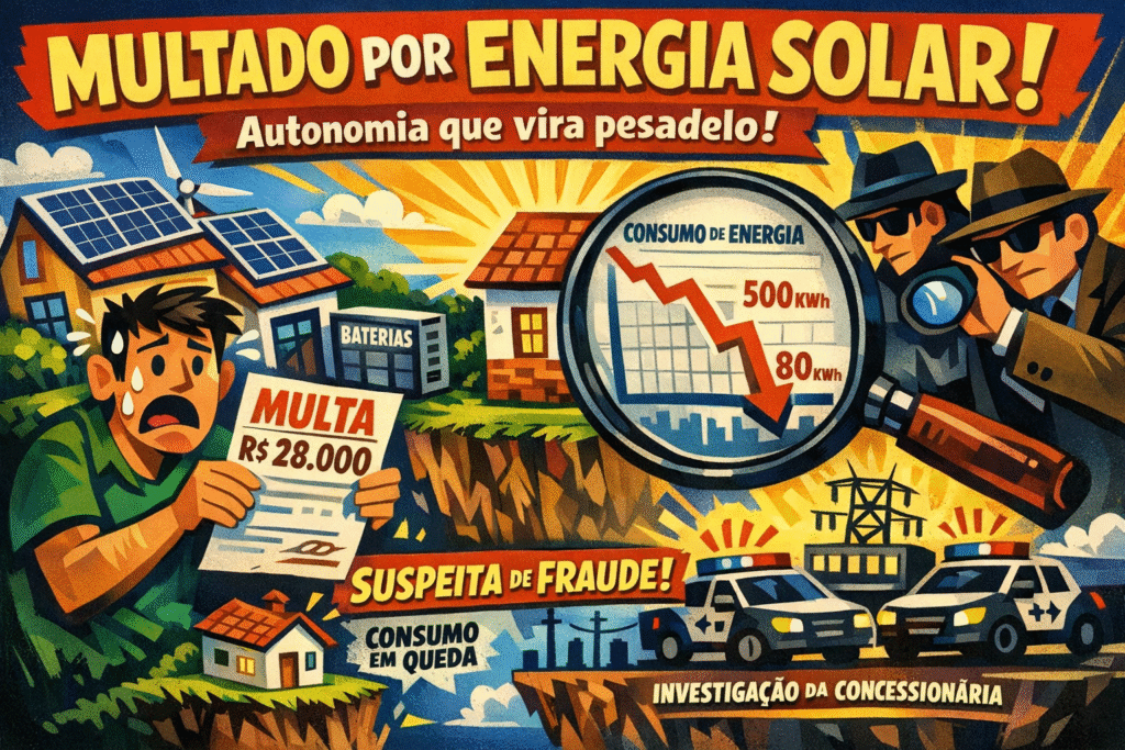 Painel solar off grid instalado em residência com medidor de energia elétrica ao fundo