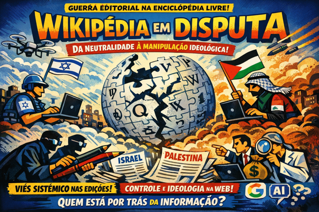 Tela mostrando logos da Wikipedia e Grokipedia lado a lado