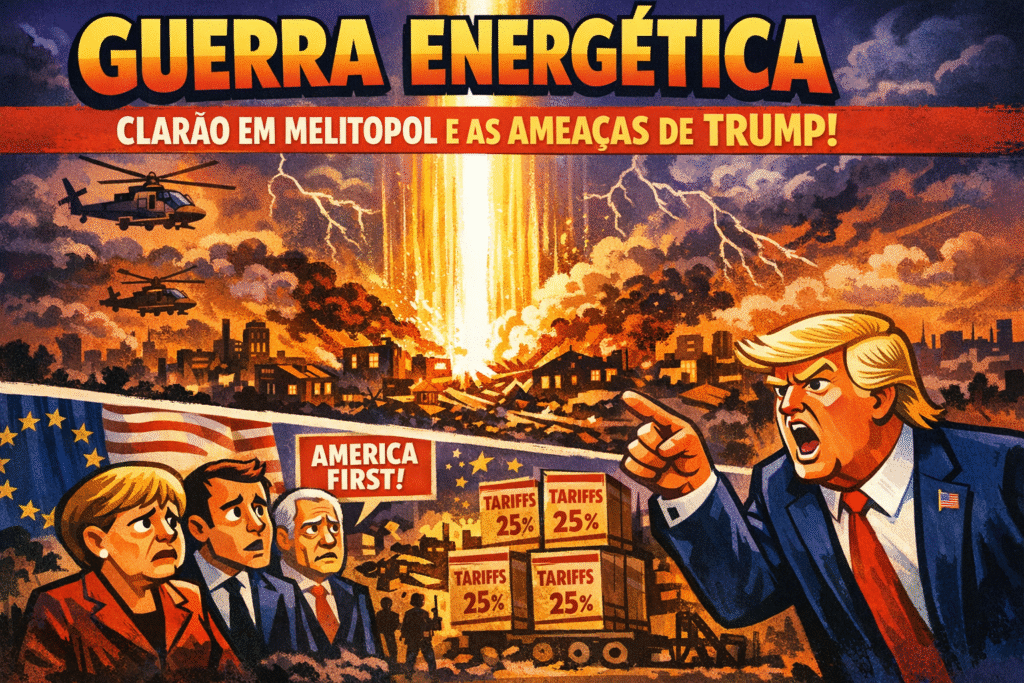 Fenômeno luminoso no céu após ataque a infraestrutura elétrica em região ocupada da Ucrânia