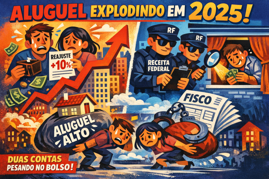 Pessoa calculando custos de aluguel enquanto analisa documentos fiscais sobre mesa