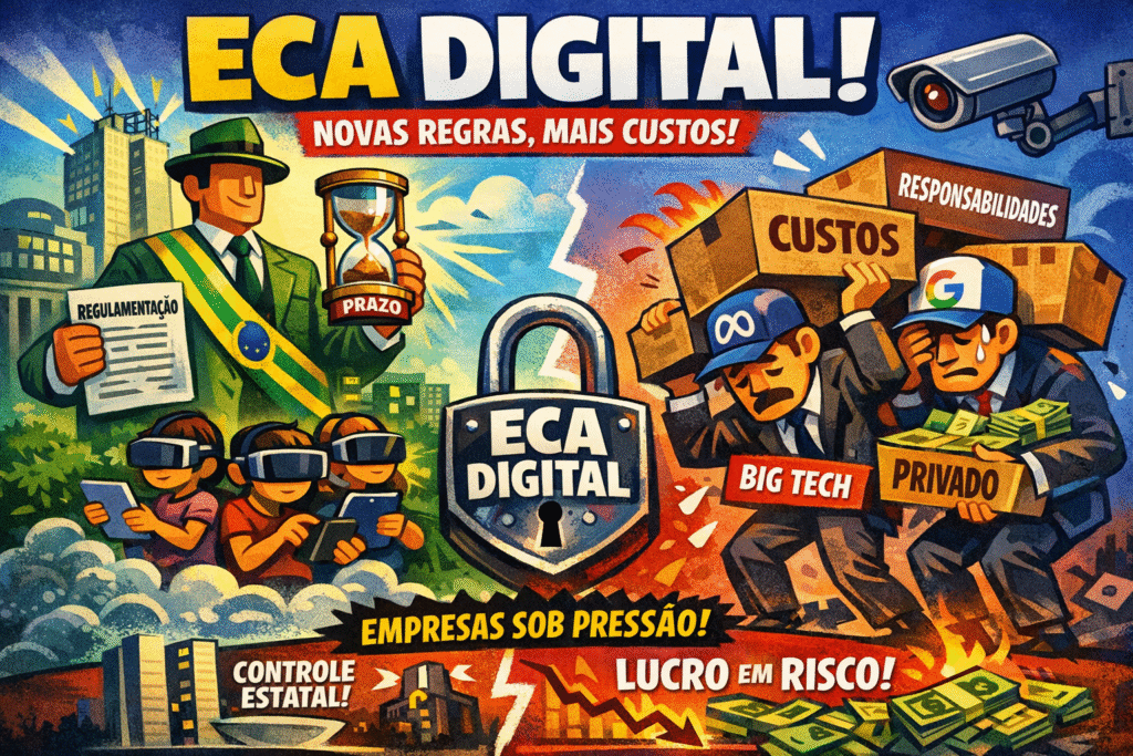 Representação conceitual da regulamentação digital no Brasil com foco em proteção infantil