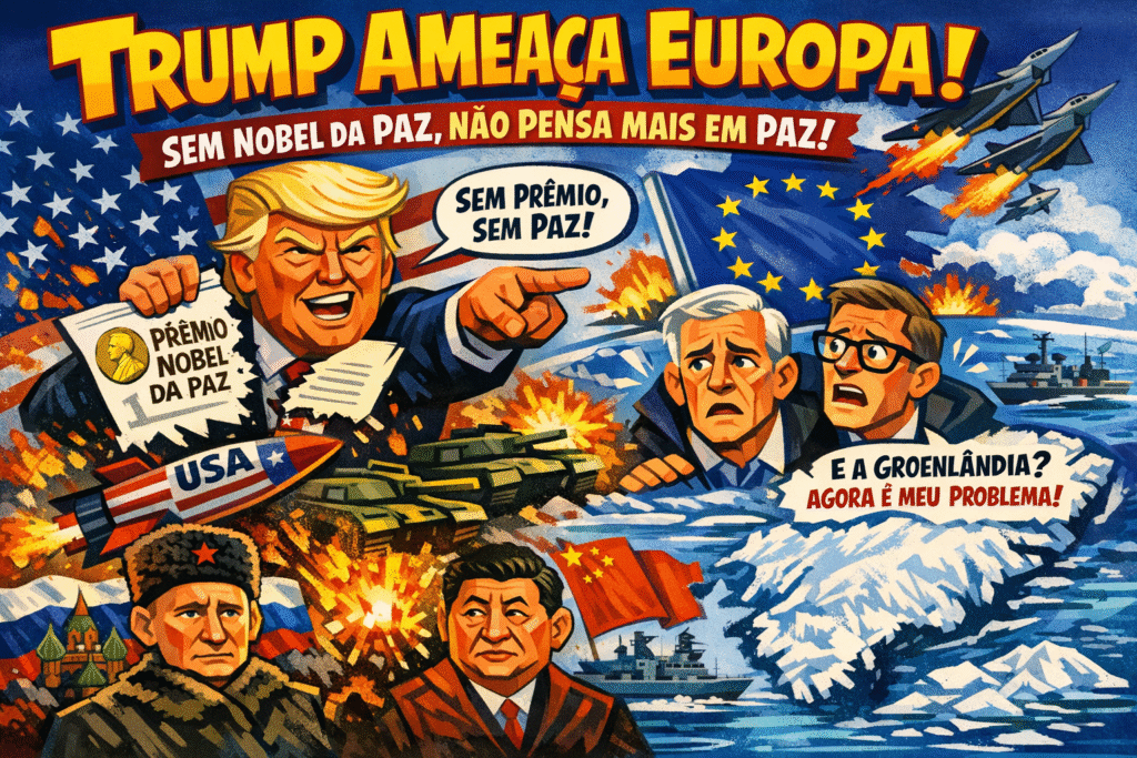 Donald Trump segura carta enviada ao primeiro-ministro da Noruega sobre Nobel da Paz e Groenlândia