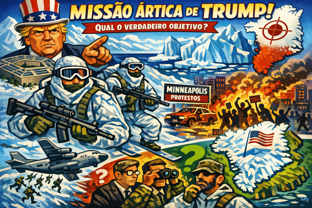 Soldados americanos em treinamento ártico, simbolizando a especialização da 11ª Divisão Aerotransportada mobilizada por Trump