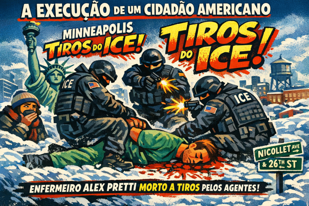 Cena onde enfermeiro Alex Pretti foi morto por agentes do ICE em Minneapolis