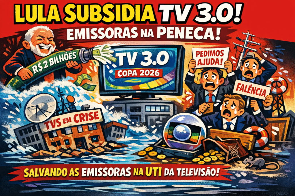 Lula assinando decreto da TV 3.0 enquanto emissoras enfrentam crise financeira histórica e dependem de verbas públicas
