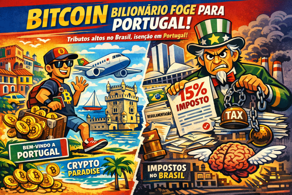 Influenciador cripto migrando para Portugal devido aos impostos abusivos do Brasil sobre Bitcoin