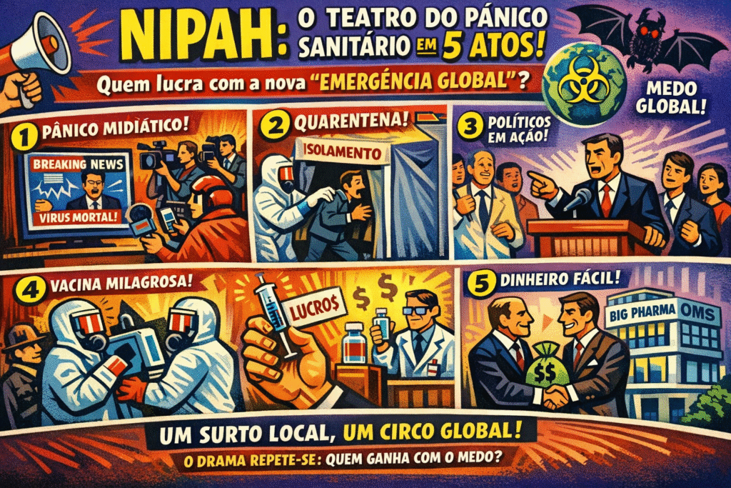Profissionais de saúde com equipamentos de proteção durante surto de Nipah na Índia