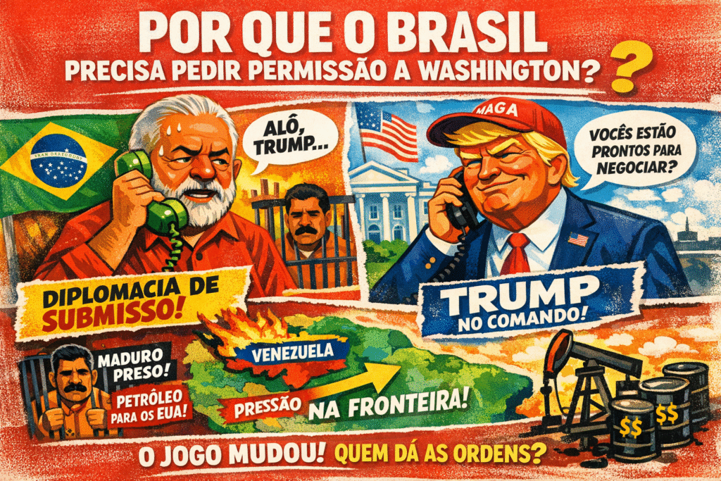 Lula ao telefone com Trump discutindo relações Brasil-EUA