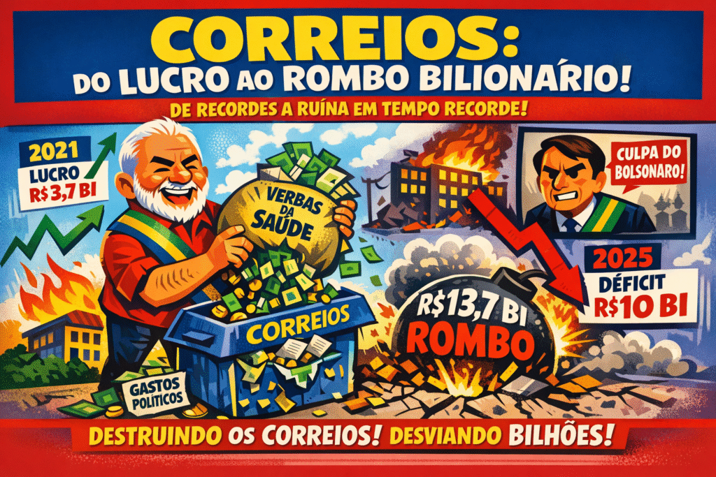 Como Lula transformou lucro recorde dos Correios em rombo bilionário que desvia verba da saúde