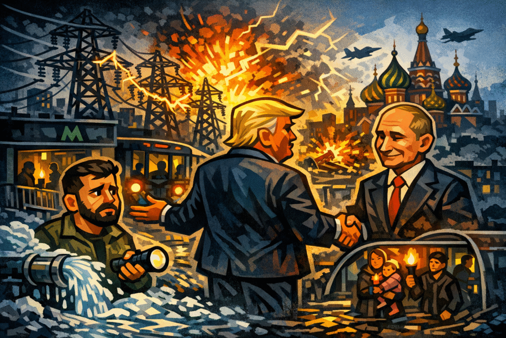 Blackout total deixa Kiev às escuras durante inverno rigoroso na Ucrânia em janeiro 2026